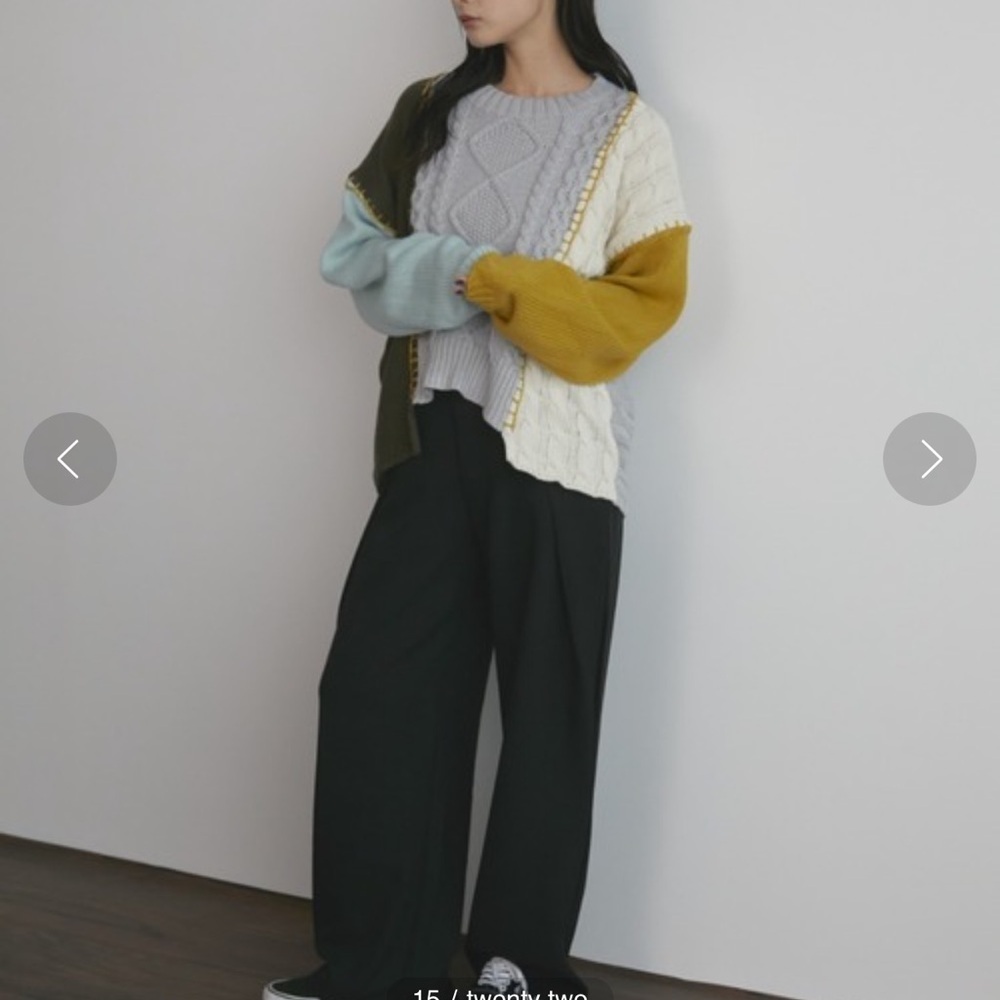 MERLOT Random Stitch Loose Knit color block sweater one size purchased in Japan - Picture 3 of 15